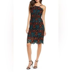 Chi Chi London Payge Halter Neck Lace Cocktail Dress